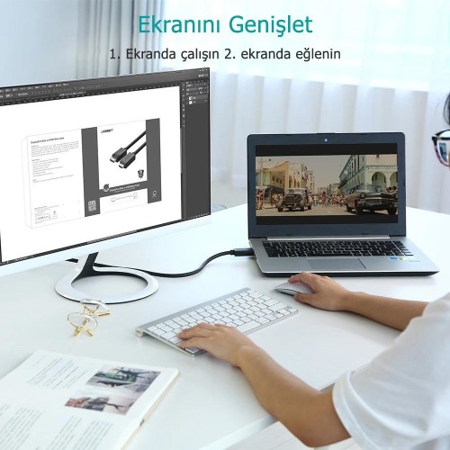UGREEN 4K Displayport to HDMI Dönüştürücü Kablo 1.5 Metre, Siyah, 10239