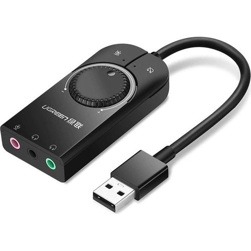UGREEN USB Harici Stereo Ses Kartı 15cm, Siyah, 40964